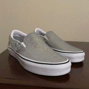 Classic Vans Slip On Silver Sequins